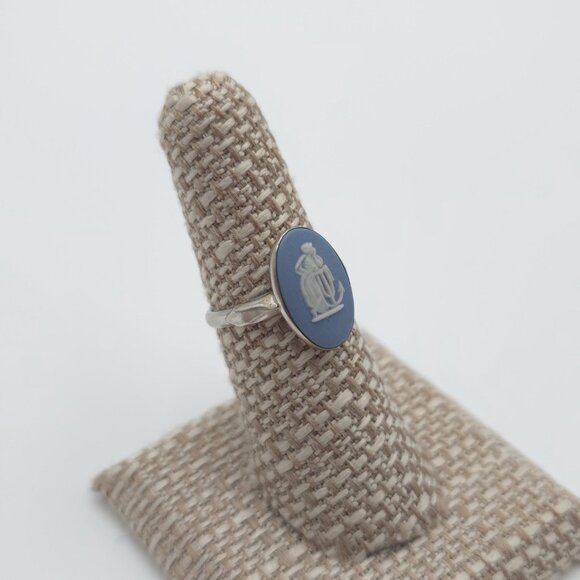 Size 6.5 Sterling Silver Wedgwood Jasperware Ring A1694 - Picture 2 of 7
